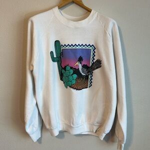 White Arizona Sweatshirt with Roadrunner Desert Graphic